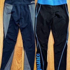 Justice athletic wear leggings girls, size 8